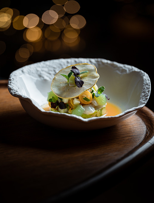 Entrée rafraîchissante pour célébrer un anniversaire au restaurant Dans le Noir ?